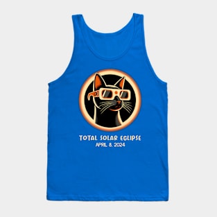 Funny Solar Eclipse 2024 Cat Tank Top